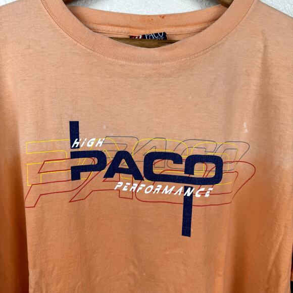 Vintage Paco Shirt Size XL Orange Ombre Short Sleeve Spellout Logo Skate USA 90s - Picture 4 of 9